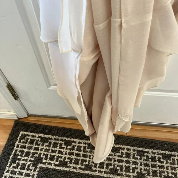 Vera Wang White Chiffon Cascading Skirt Plus-Size Event Maxi Dress Sz 14 - Picture 6 of 12